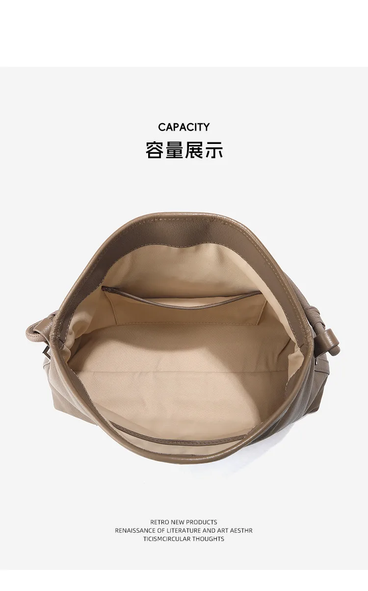 大容量簡約 頭層牛皮托特包細節展示