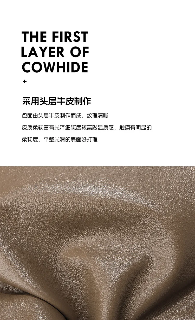 大容量簡約 頭層牛皮托特包細節展示