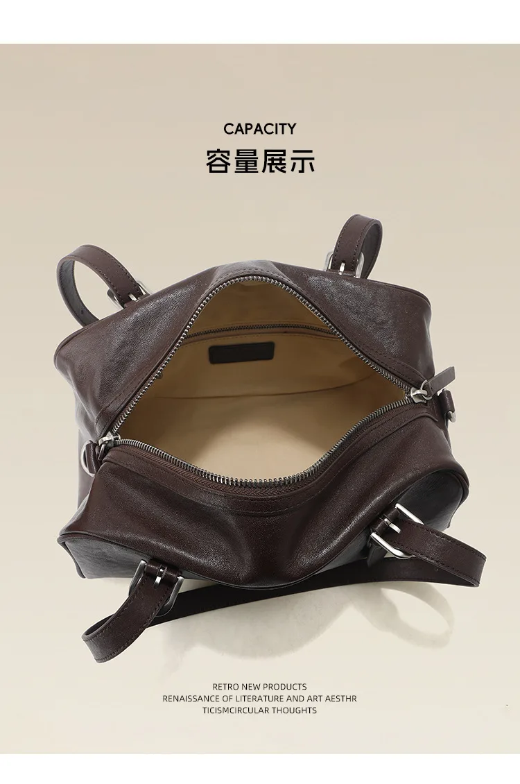 頭層牛皮枕頭包細節展示