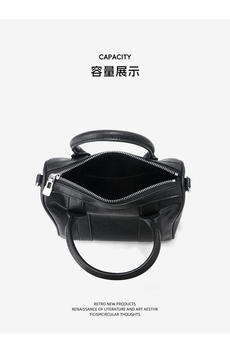 大容量通勤 植鞣牛皮枕頭包細節展示