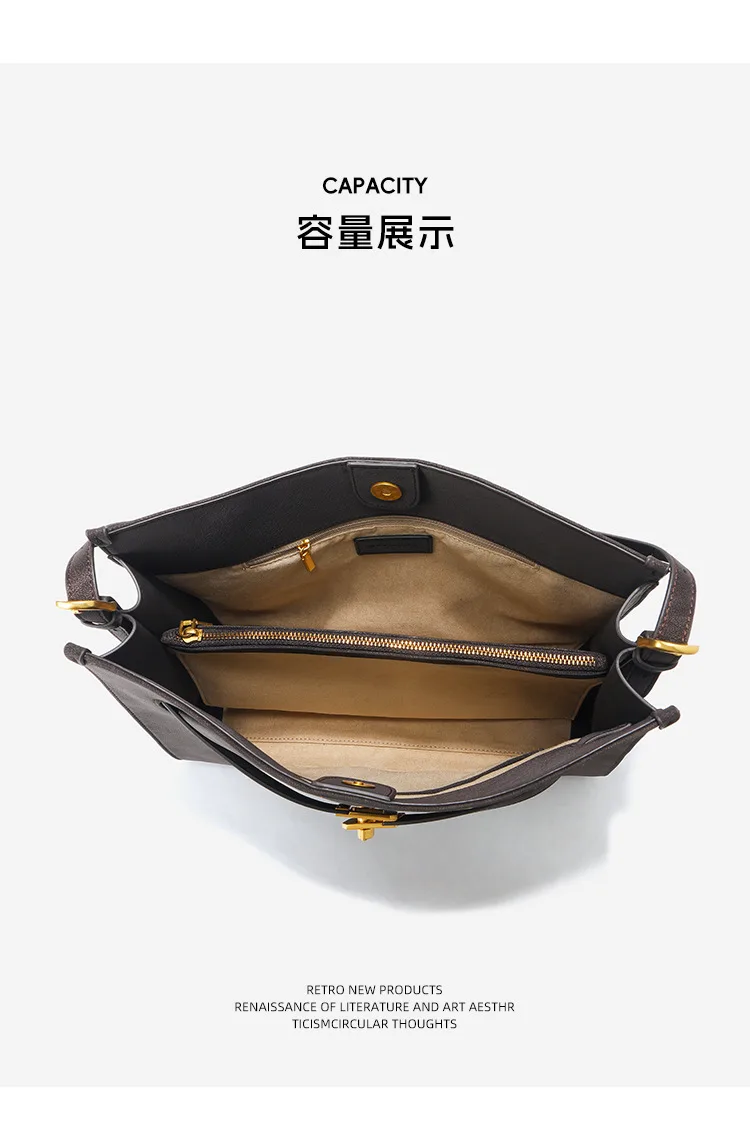 大容量復古 牛皮托特包細節展示