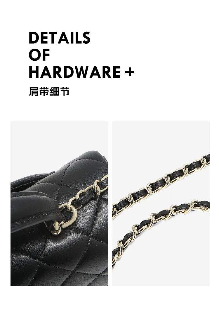 菱格鏈條 羊皮斜背包細節展示