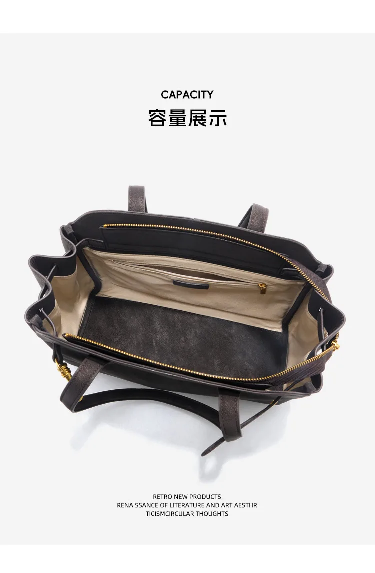 大容量復古 牛皮托特包・02細節展示