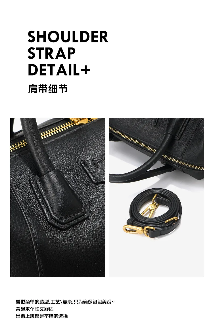 大容量通勤 頭層牛皮枕頭包・03細節展示