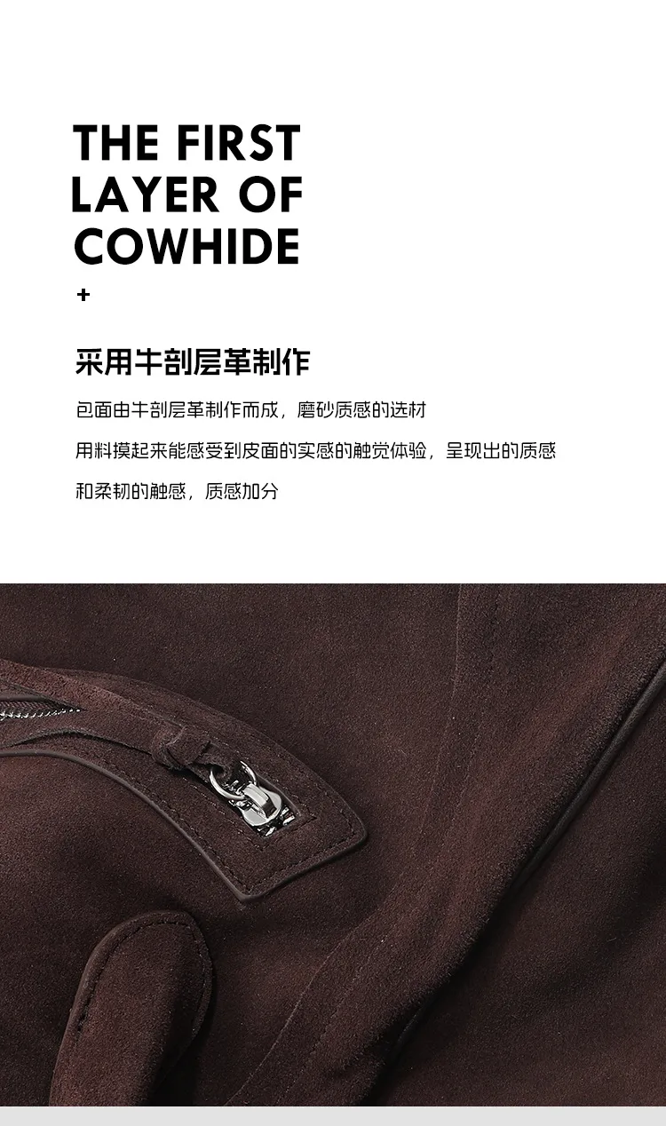 大容量 磨砂牛皮手提包細節展示