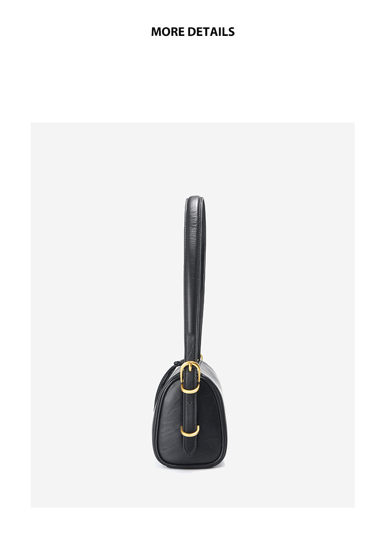 頭層牛皮圓筒枕頭單肩斜背包詳情圖 9