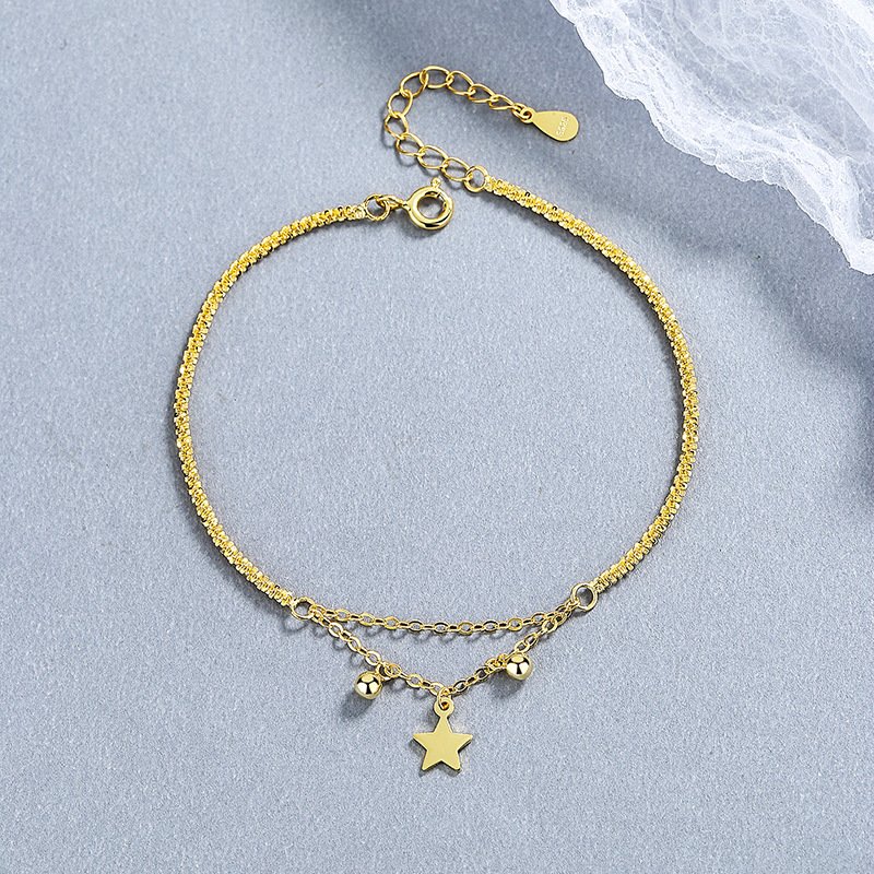 S925純銀雙層星河星星手鍊・2色 18K 金色完整展示