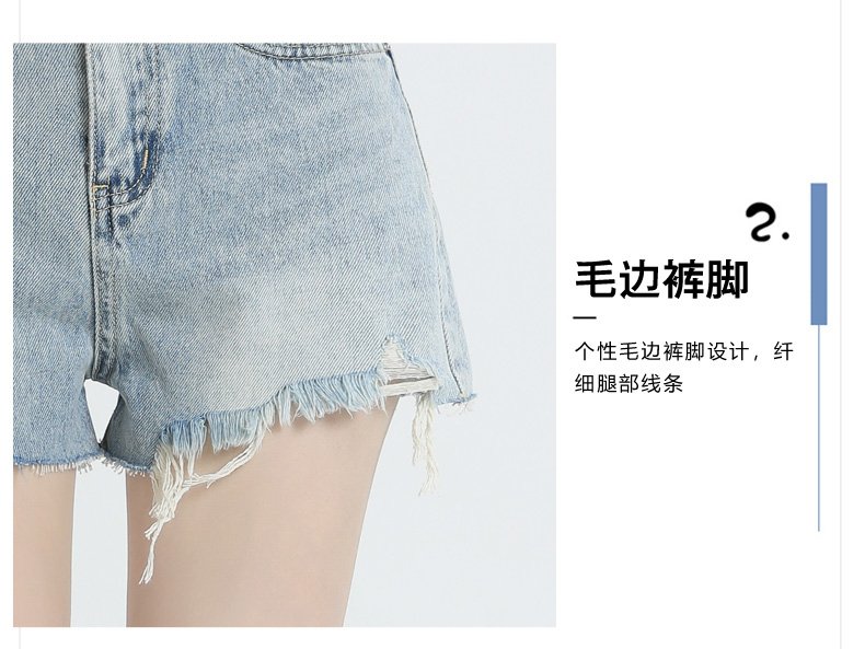 高腰牛仔褲直筒清新短褲潮 商品細節